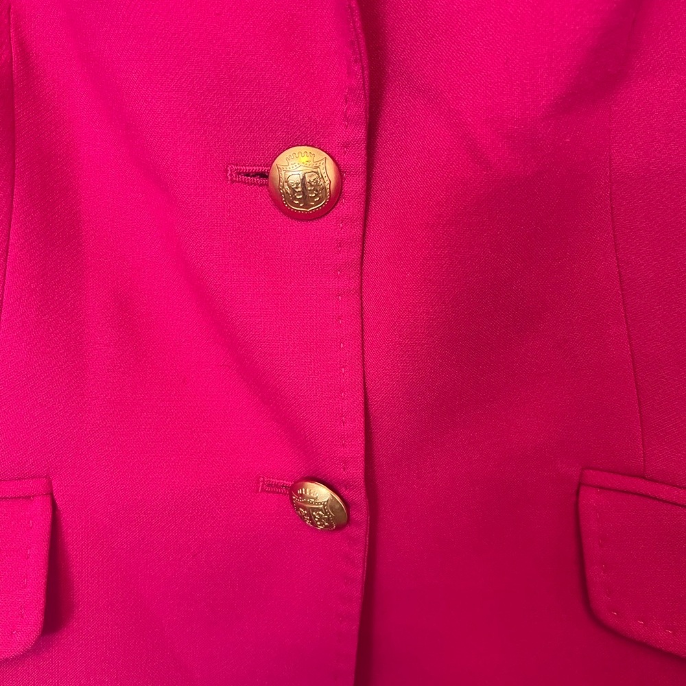 Talbots Fuchsia Pink Classic Blazer with Gold Buttons - Picture 5 of 14